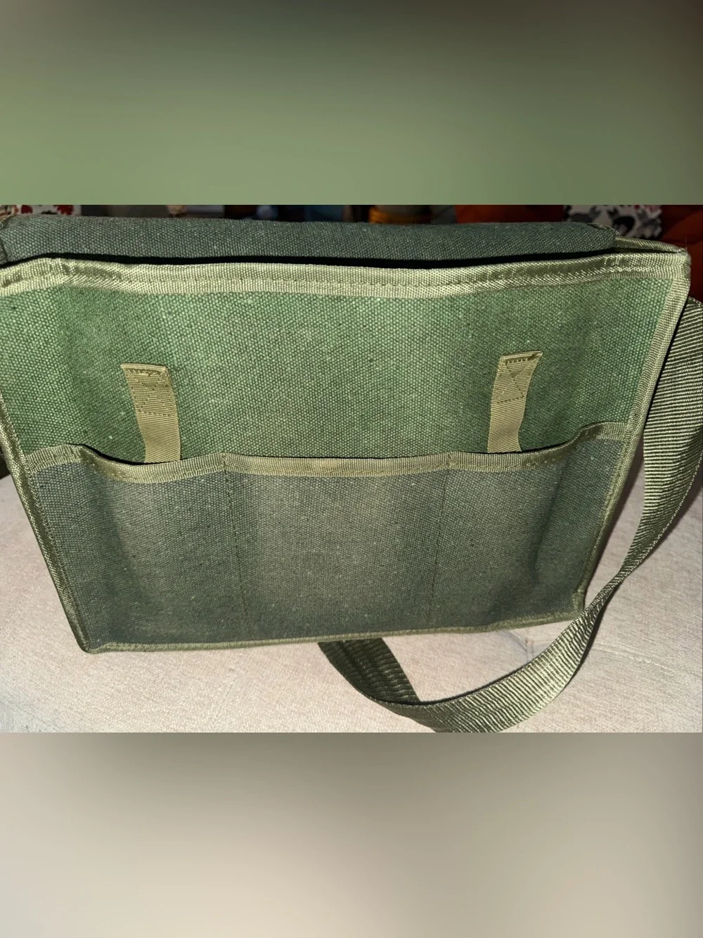 Source Unknown Olive Canvas Messenger Bag with Buckle Straps